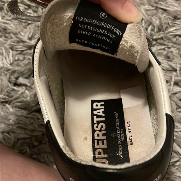 Golden Goose Black and White Distressed Sneakers - Picture 2 of 9